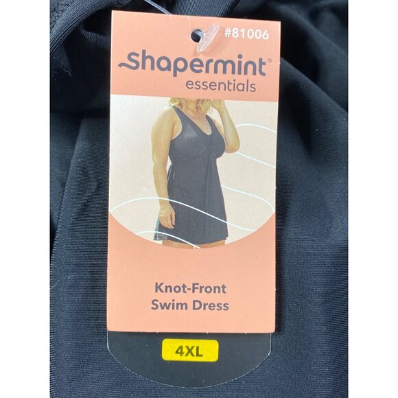 Shapermint Womens 4XL Essentials Knot-Front Swim Dress Black New - Picture 4 of 6